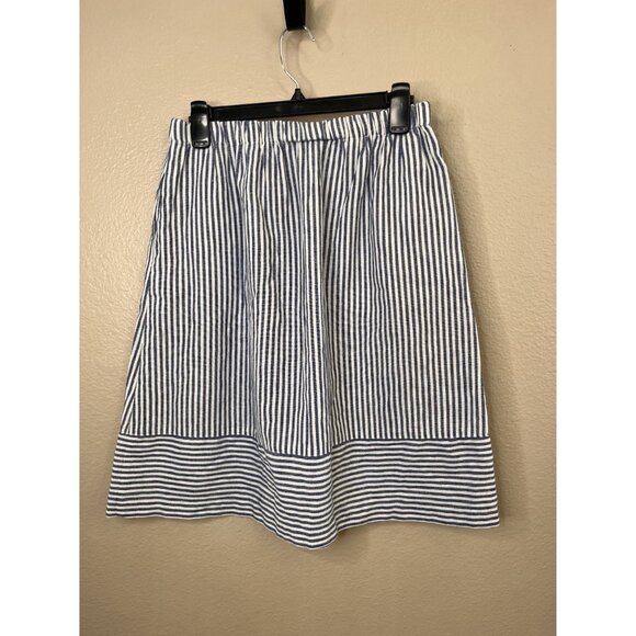 J.Crew Womens Blue & White Striped Linen Blend Skirt Elastic Waist Small - Picture 3 of 7